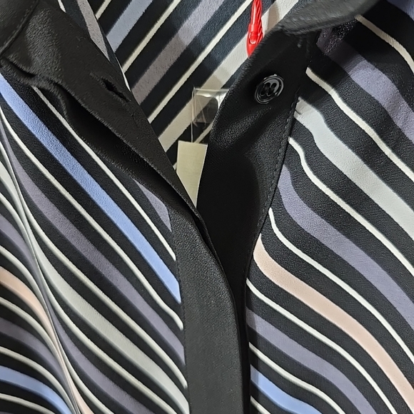 Anne Klein Black Forest Devonshire diagonal stripe, button up blouse size XL - Picture 8 of 9